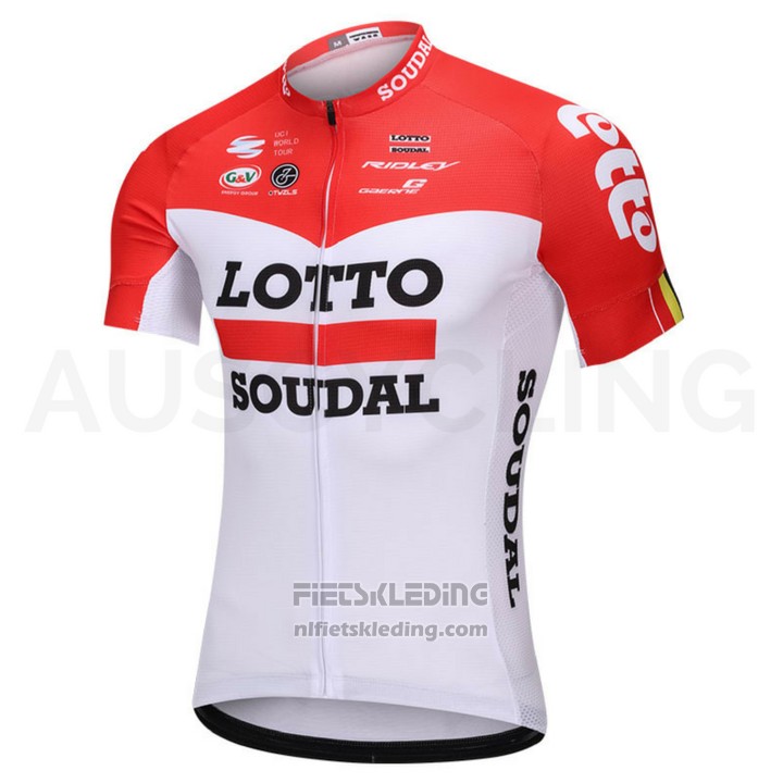 2018 Fietskleding Lotto Soudal Wit en Rood Korte Mouwen en Koersbroek